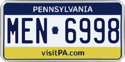 PA license plate MEN6998