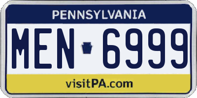 PA license plate MEN6999