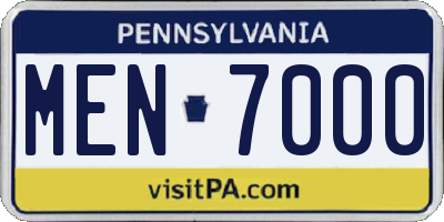PA license plate MEN7000