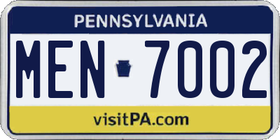 PA license plate MEN7002