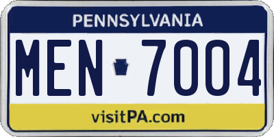 PA license plate MEN7004