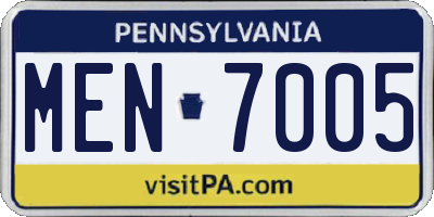 PA license plate MEN7005