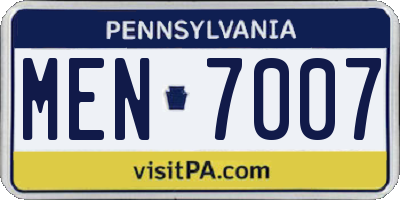 PA license plate MEN7007