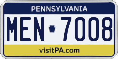 PA license plate MEN7008