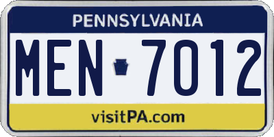 PA license plate MEN7012