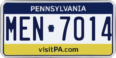 PA license plate MEN7014