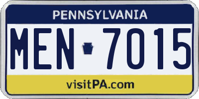 PA license plate MEN7015