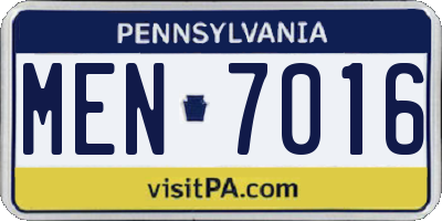 PA license plate MEN7016