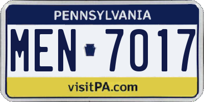 PA license plate MEN7017