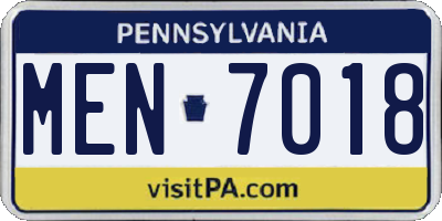 PA license plate MEN7018