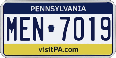 PA license plate MEN7019