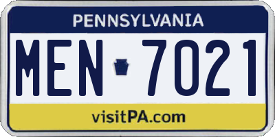 PA license plate MEN7021