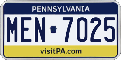 PA license plate MEN7025