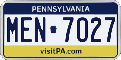 PA license plate MEN7027