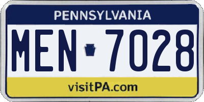 PA license plate MEN7028