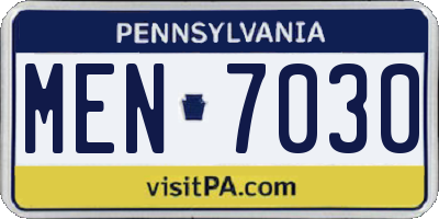 PA license plate MEN7030