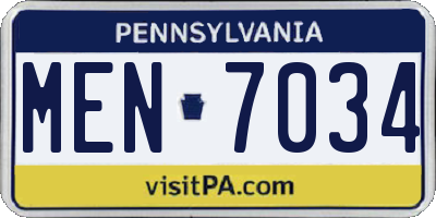 PA license plate MEN7034