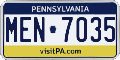 PA license plate MEN7035