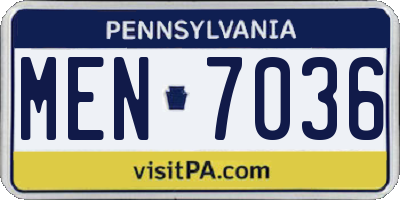 PA license plate MEN7036