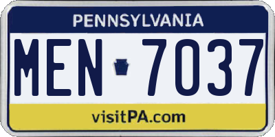 PA license plate MEN7037
