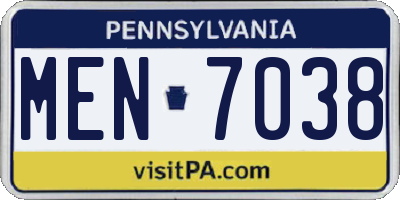 PA license plate MEN7038