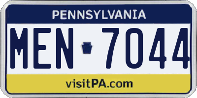 PA license plate MEN7044