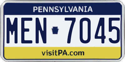 PA license plate MEN7045