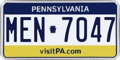 PA license plate MEN7047