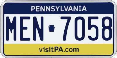 PA license plate MEN7058