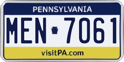 PA license plate MEN7061