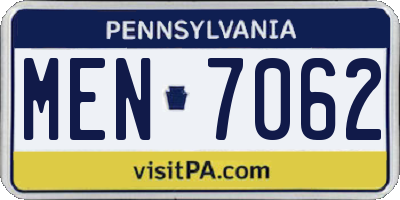 PA license plate MEN7062