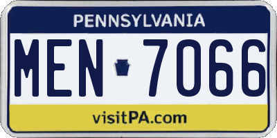 PA license plate MEN7066