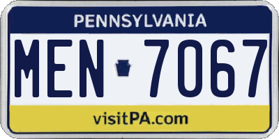 PA license plate MEN7067