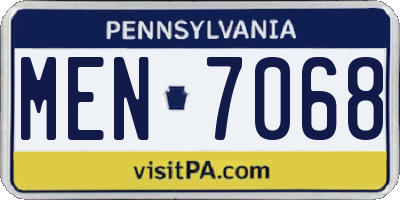 PA license plate MEN7068