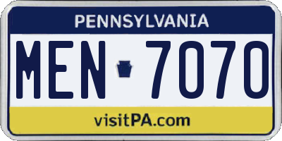 PA license plate MEN7070