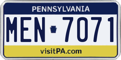 PA license plate MEN7071