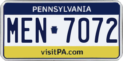 PA license plate MEN7072