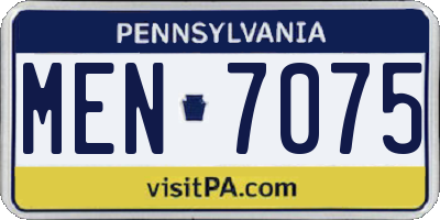PA license plate MEN7075
