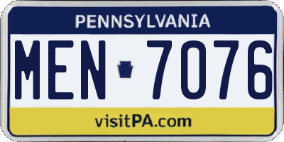 PA license plate MEN7076