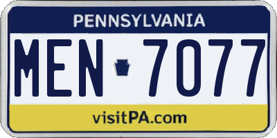 PA license plate MEN7077