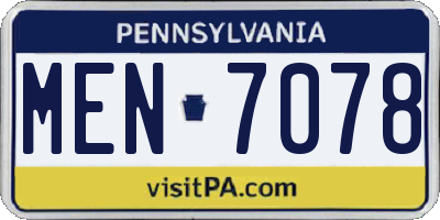 PA license plate MEN7078