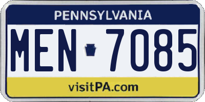 PA license plate MEN7085
