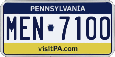 PA license plate MEN7100