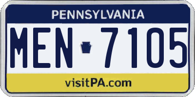 PA license plate MEN7105