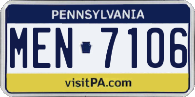 PA license plate MEN7106