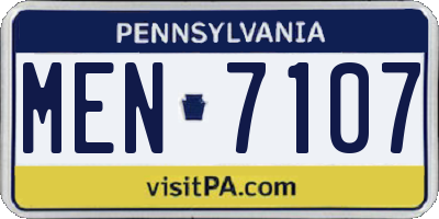 PA license plate MEN7107