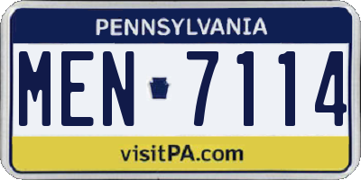 PA license plate MEN7114
