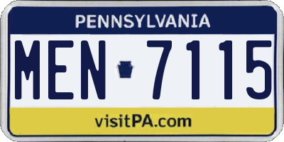 PA license plate MEN7115
