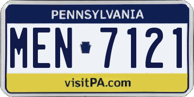PA license plate MEN7121