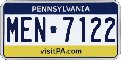 PA license plate MEN7122